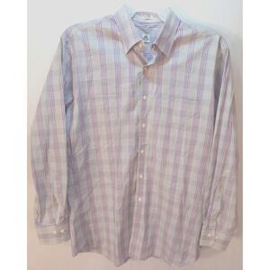Men's Peter Millar Long Sleeve Button Up Shirt, Large, Purple Gray Plaid